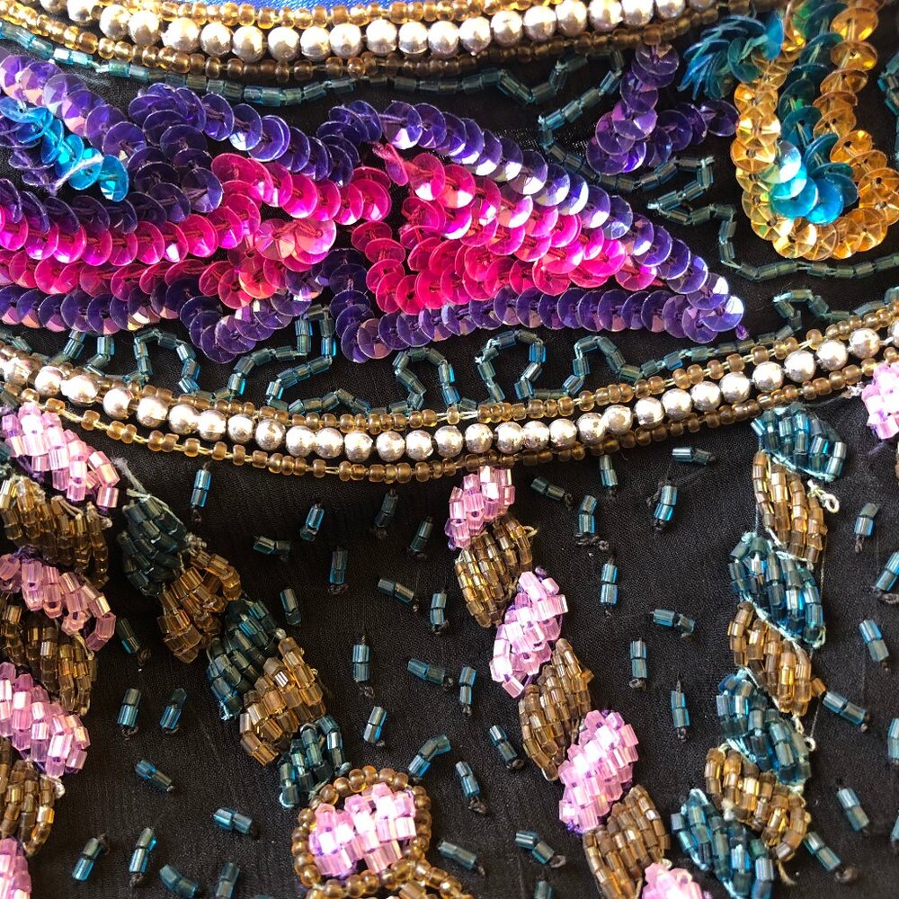 Vintage SweeLo Multi-Color Beaded Sequins Silk Jacket Womens size Large (10-12) - Picture 15 of 16